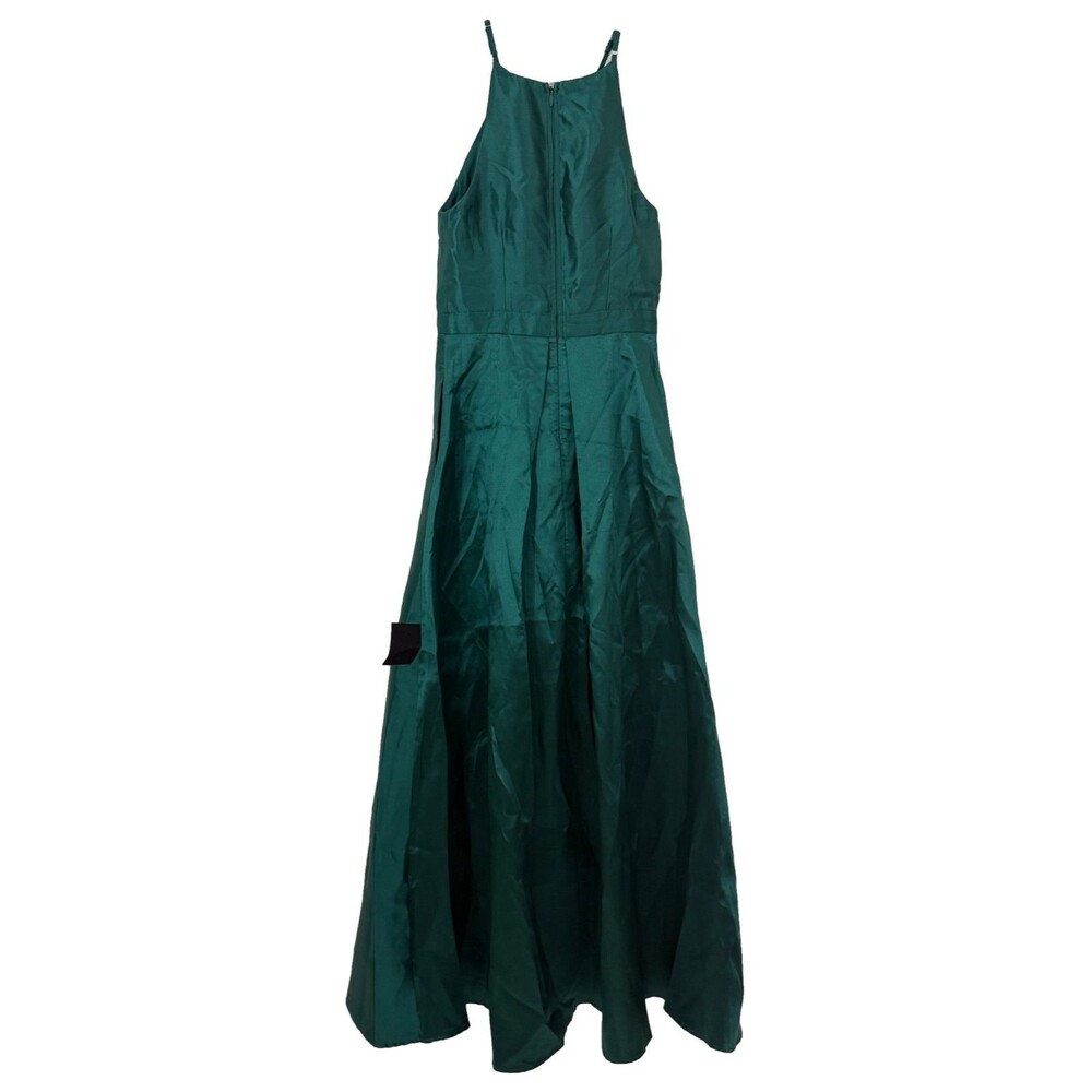 LULUS Broadway Show High-Low Gown S Emerald Green Woven Taffeta Fitted B80 - Picture 3 of 5